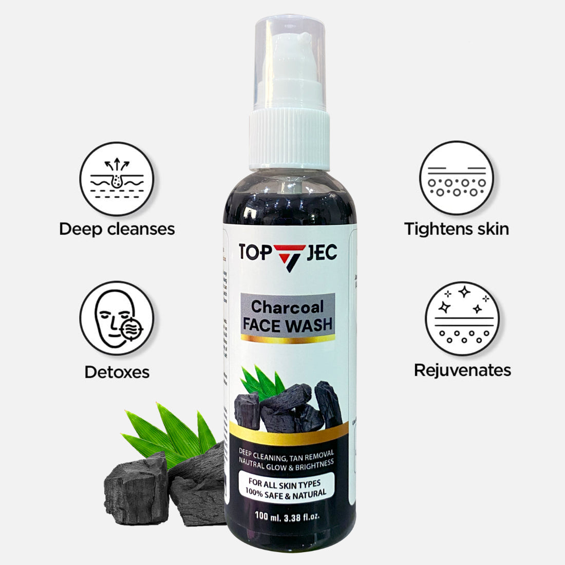 Topjec Deep Clean Charcoal Face Wash