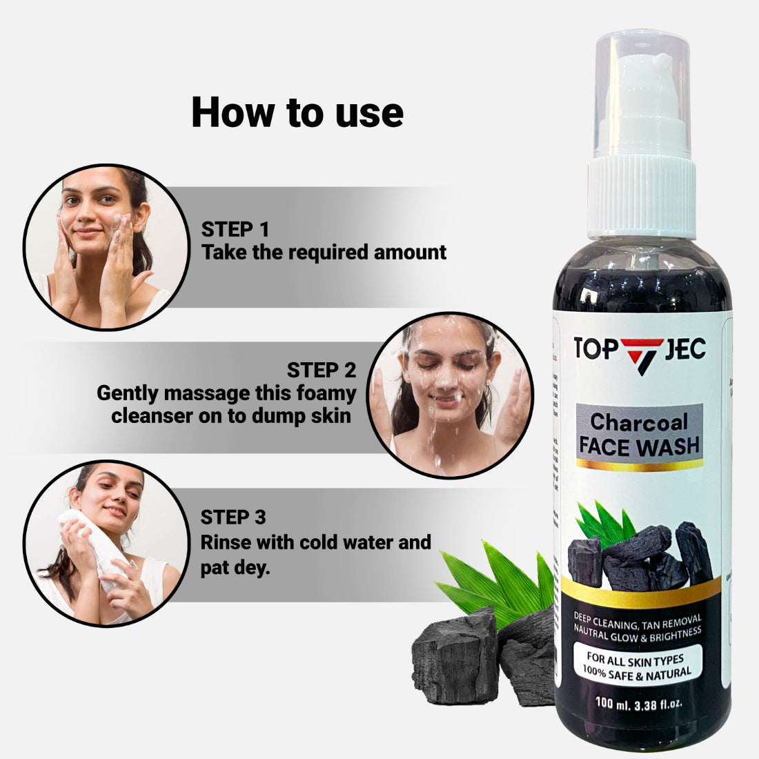 Topjec Deep Clean Charcoal Face Wash