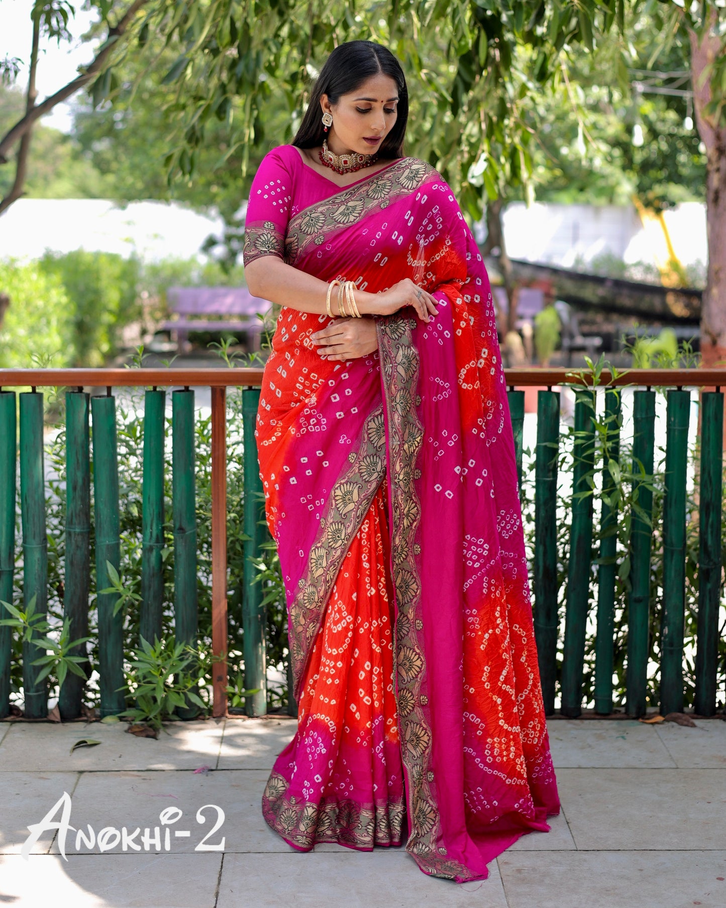 Elegant bandhej Saree