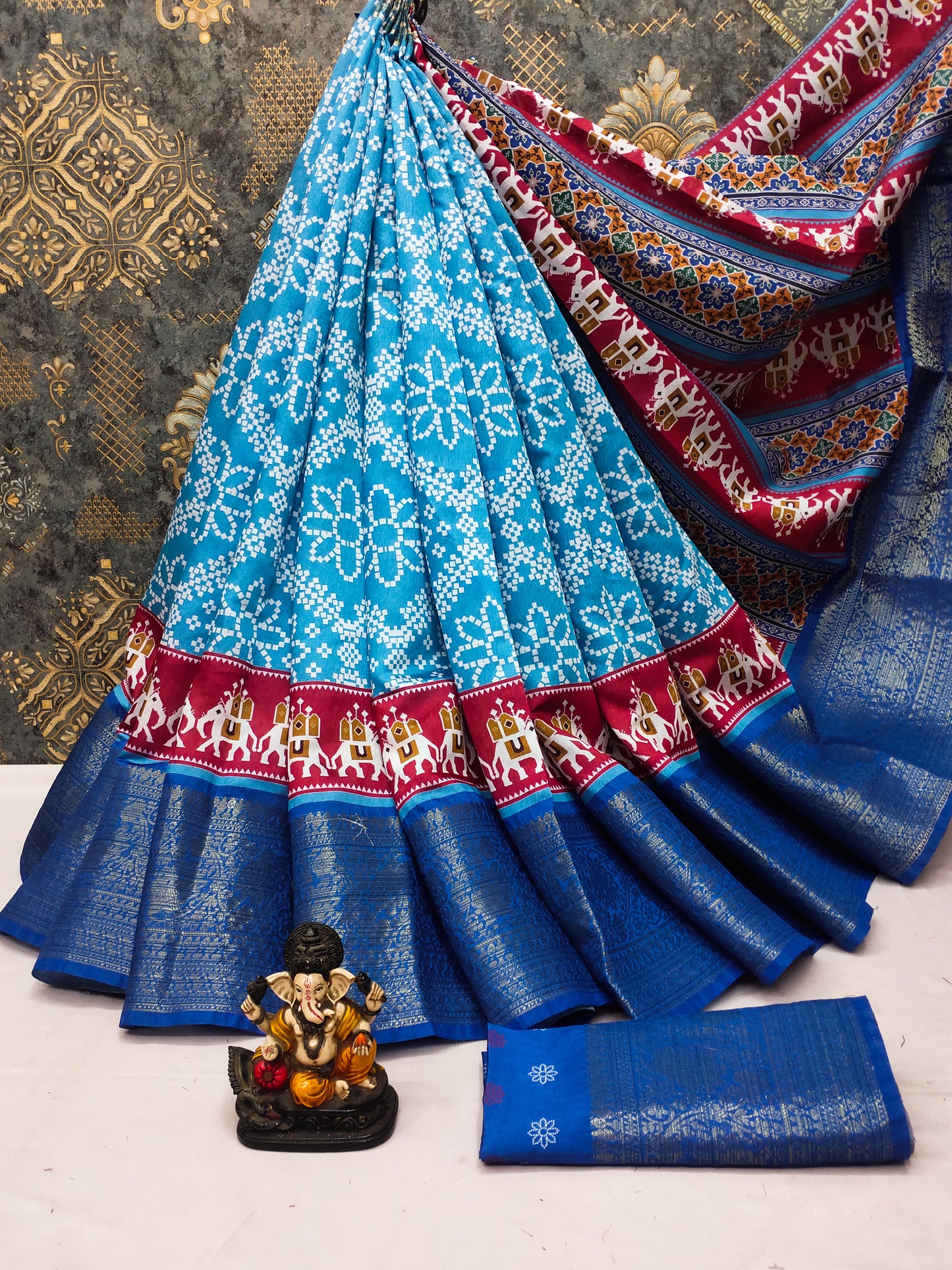 Soft  PATOLA Print sarees in dola silk fabric