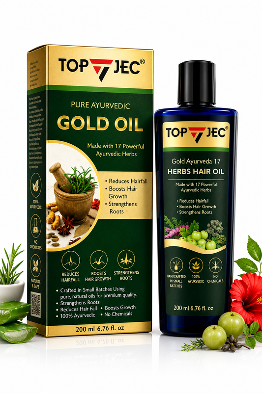TOPJEC Gold Ayurveda 17 Herbs Hair Oil | Ayurvedic Blend for Hair Nourishment, Scalp Care & Stronger Hair