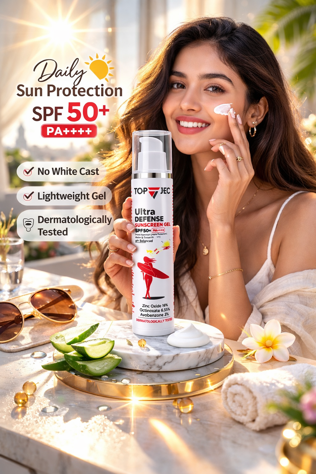 TOPJEC SPF 50+ PA++++ Sunscreen 50 ml | Zinc Oxide & Niacinamide