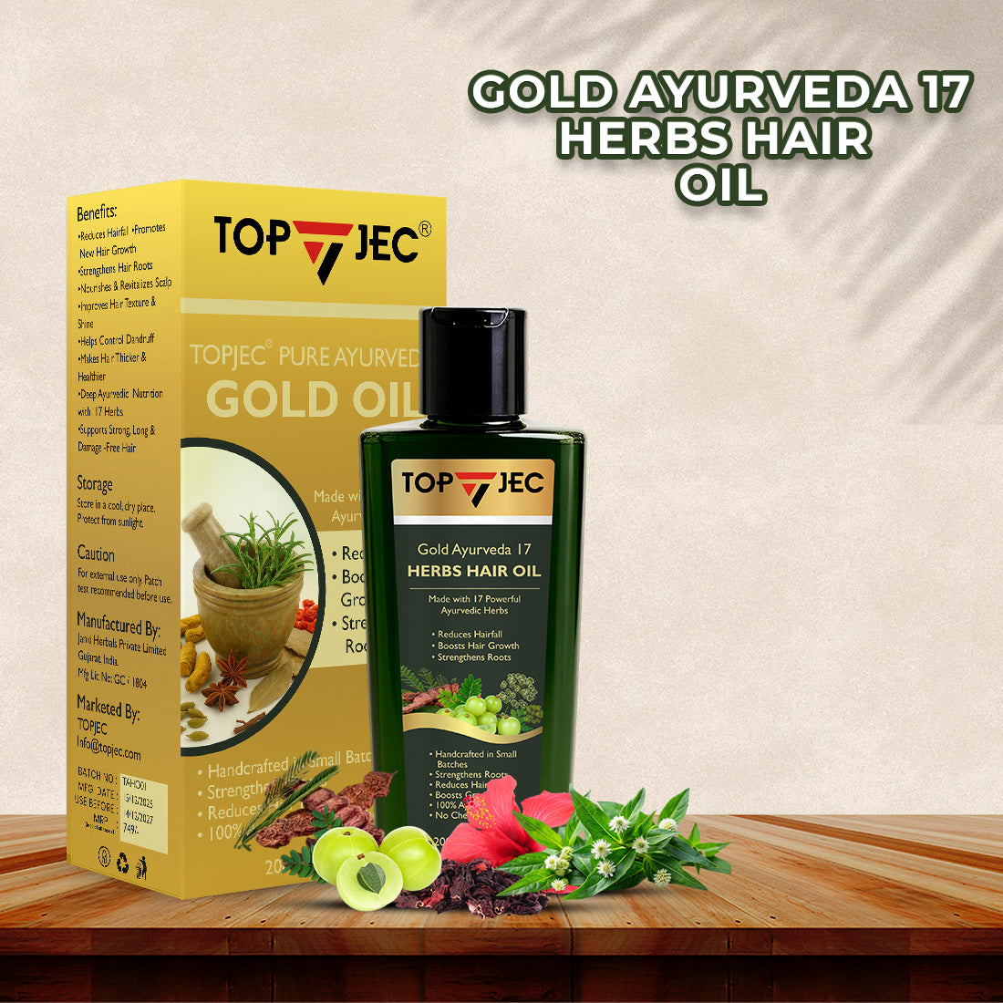 TOPJEC GOLD AYURVEDA 17 HERBS HAIR OIL