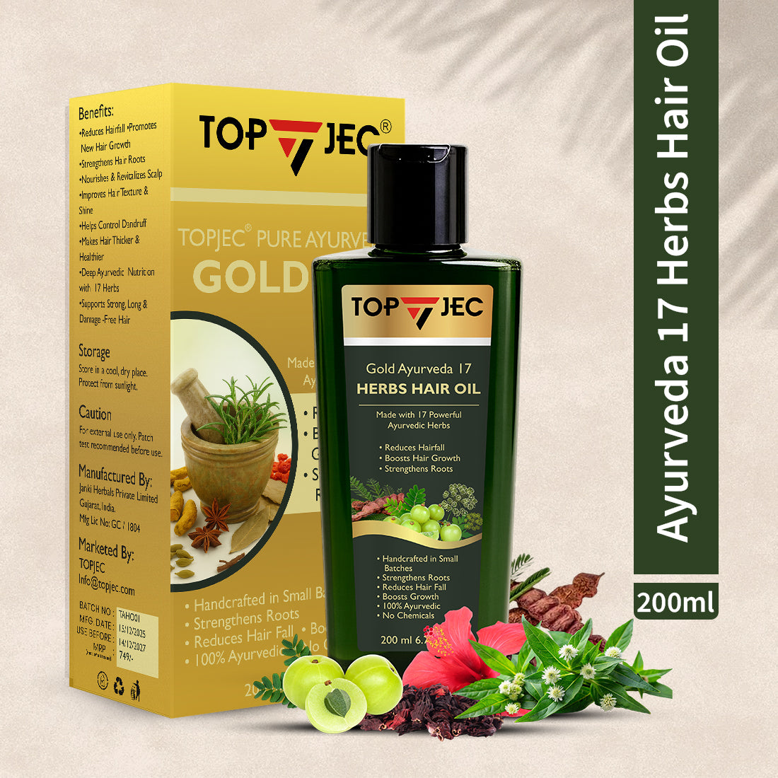 TOPJEC GOLD AYURVEDA 17 HERBS HAIR OIL