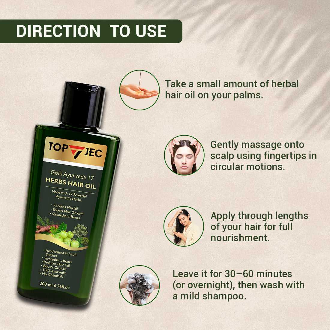 TOPJEC GOLD AYURVEDA 17 HERBS HAIR OIL