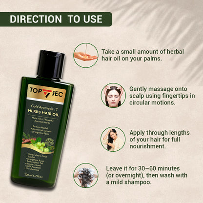TOPJEC GOLD AYURVEDA 17 HERBS HAIR OIL