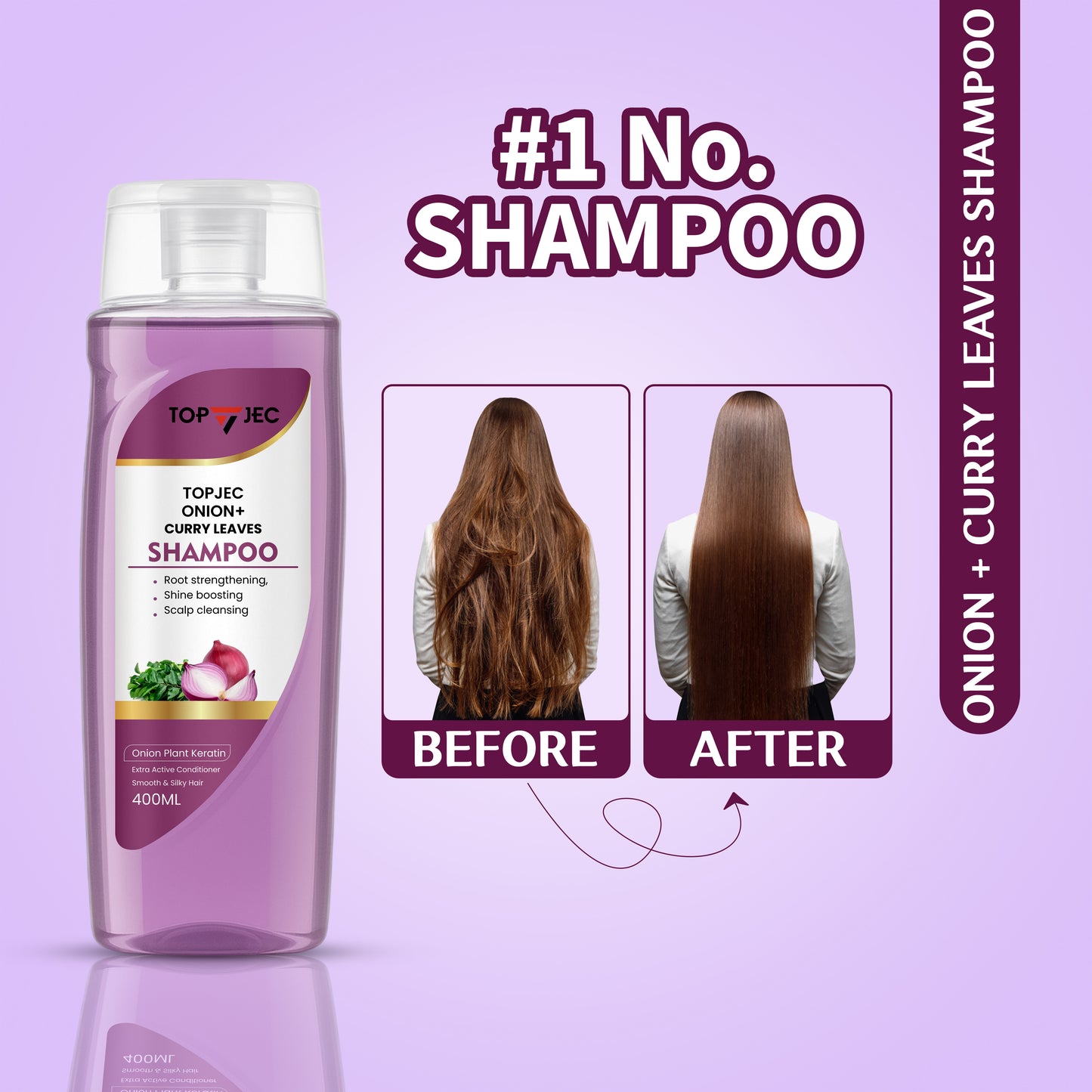 TOPJEC® Onion & Curry Leaves Shampoo – Hair Fall & Dandruff Control