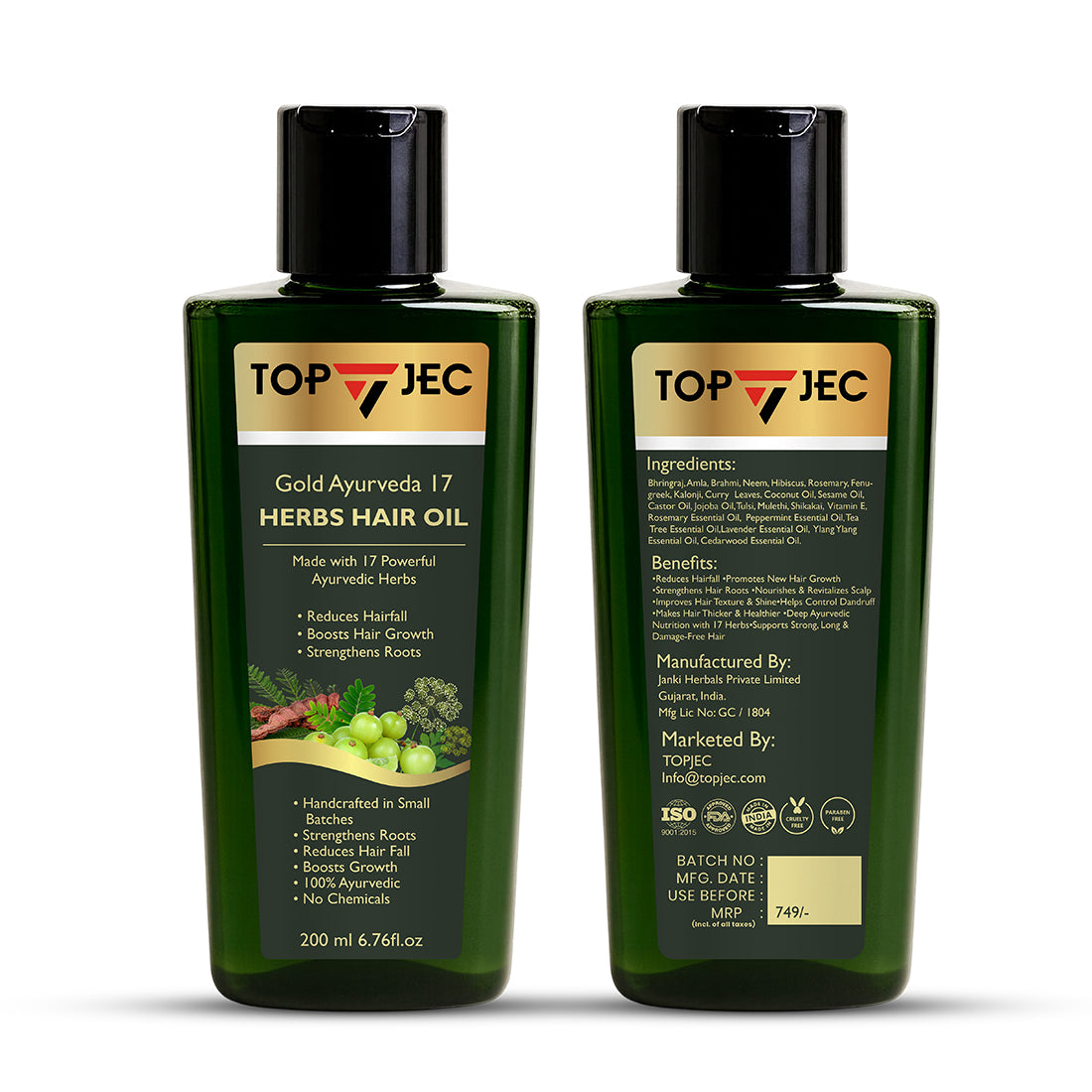 TOPJEC GOLD AYURVEDA 17 HERBS HAIR OIL