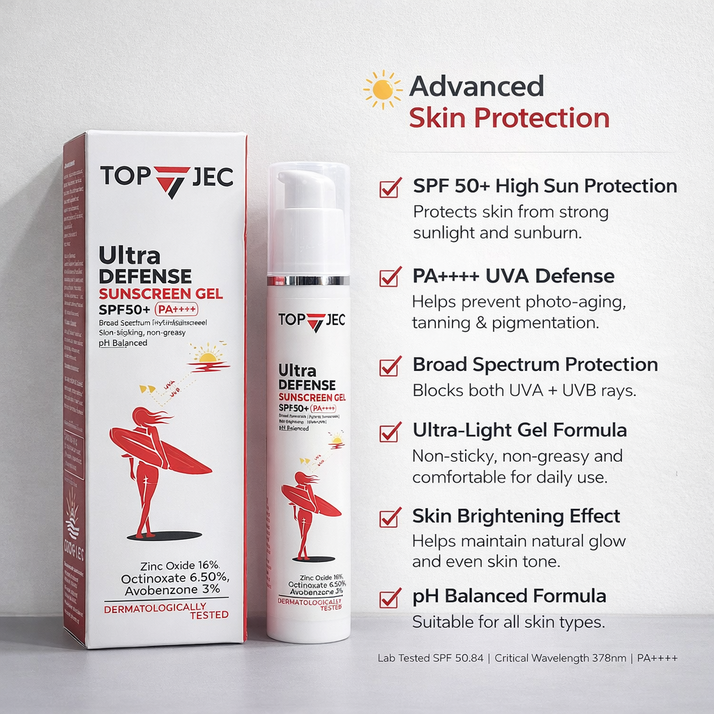 TOPJEC SPF 50+ PA++++ Sunscreen 50 ml | Zinc Oxide & Niacinamide
