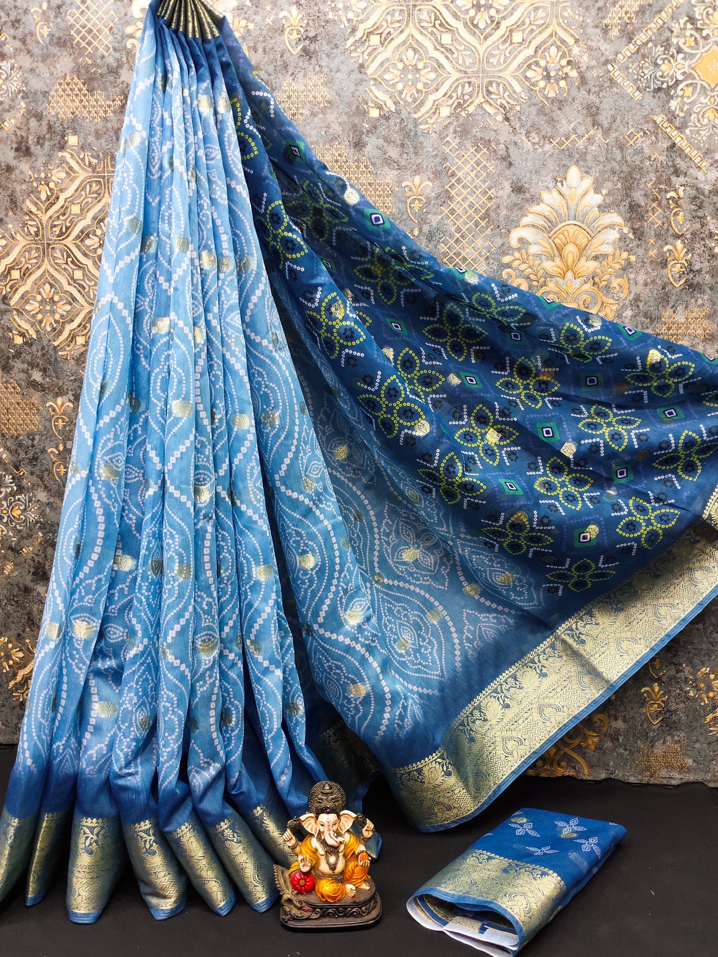 Printed Banarasi Cotton Linen Saree