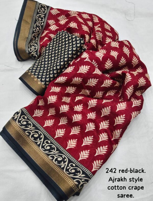 Designer Ajrakh Print Sarees - Image 5