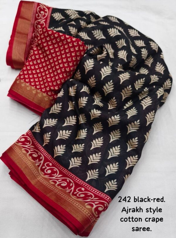 Designer Ajrakh Print Sarees - Image 8