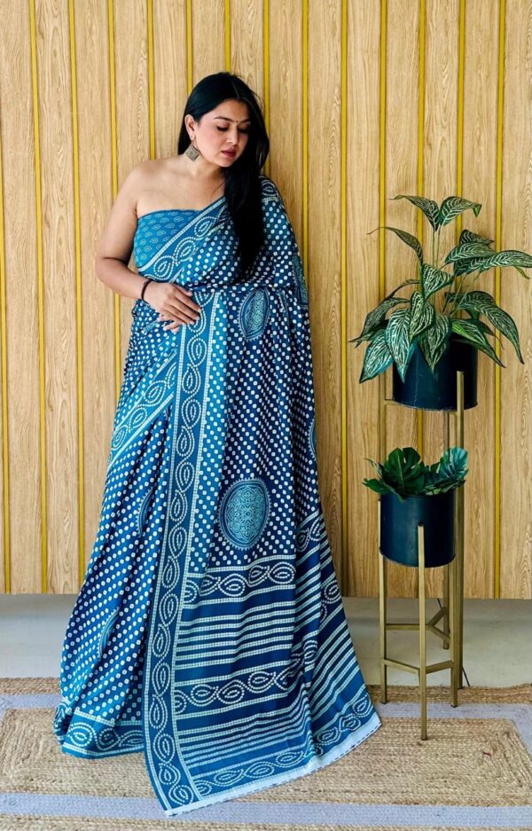 Designer Semi Crap Sarees - Image 5