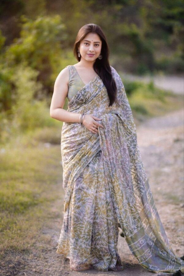 Designer Linen Cotton Sarees - Image 4