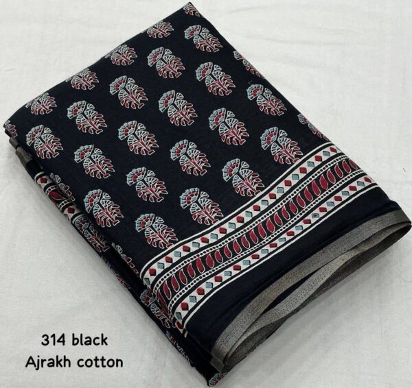 Designer Ajrakh Cotton Sarees - Image 5