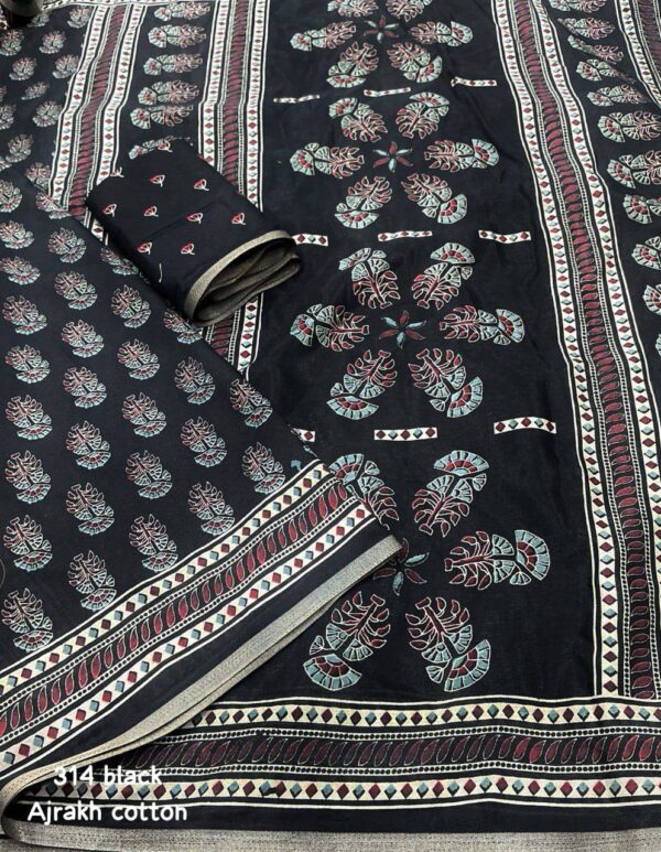Designer Ajrakh Cotton Sarees - Image 7