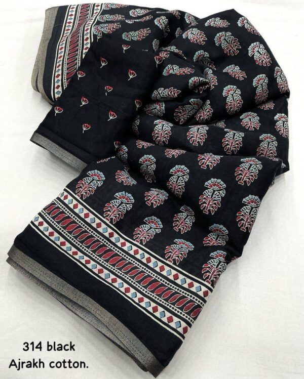 Designer Ajrakh Cotton Sarees - Image 8