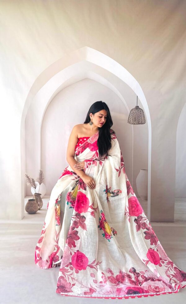 Designer Linen Sarees - Image 4