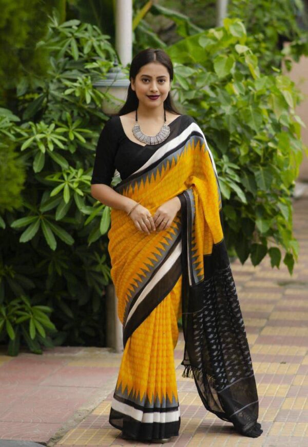 Designer Linen Cotton Sarees - Image 19