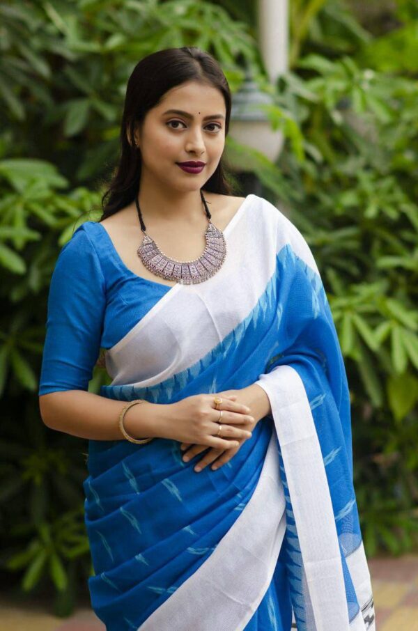Designer Linen Cotton Sarees - Image 17