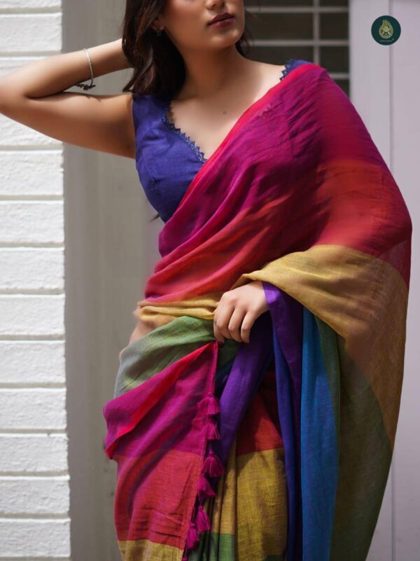 Designer Linen Sarees - Image 7