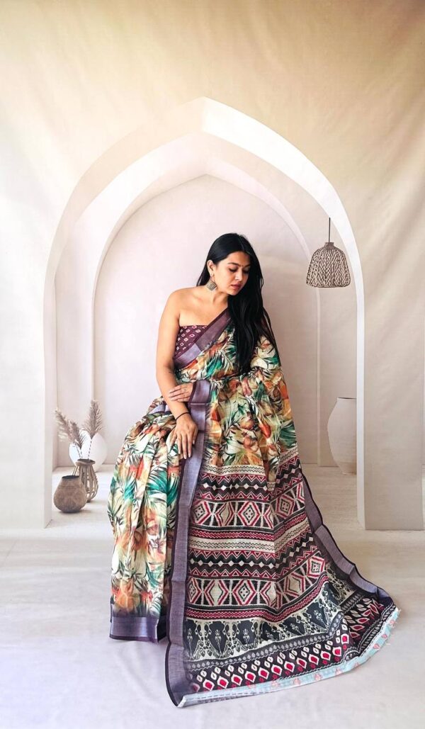 Designer Linen Cotton Sarees - Image 8
