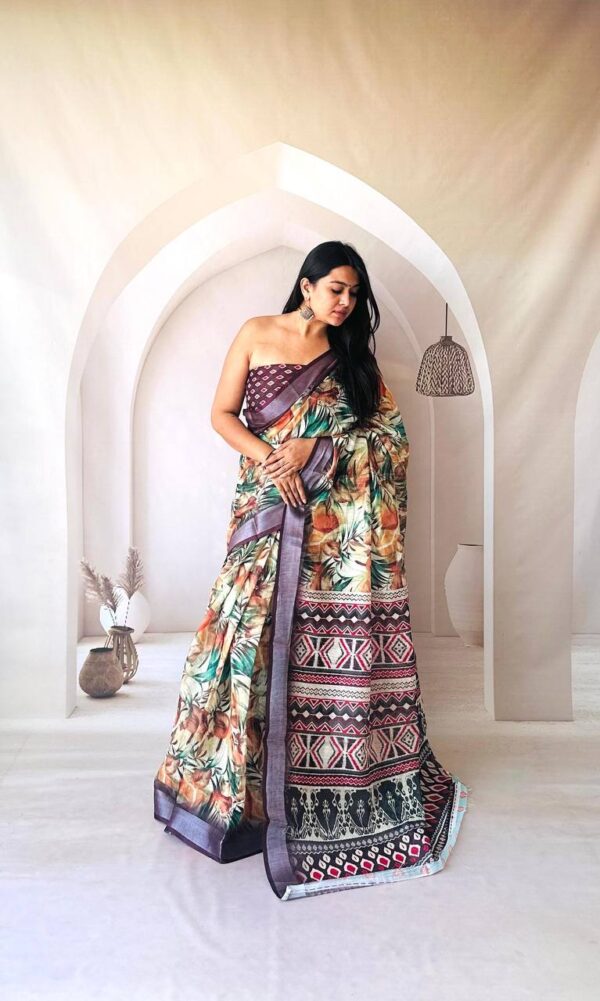 Designer Linen Cotton Sarees - Image 7