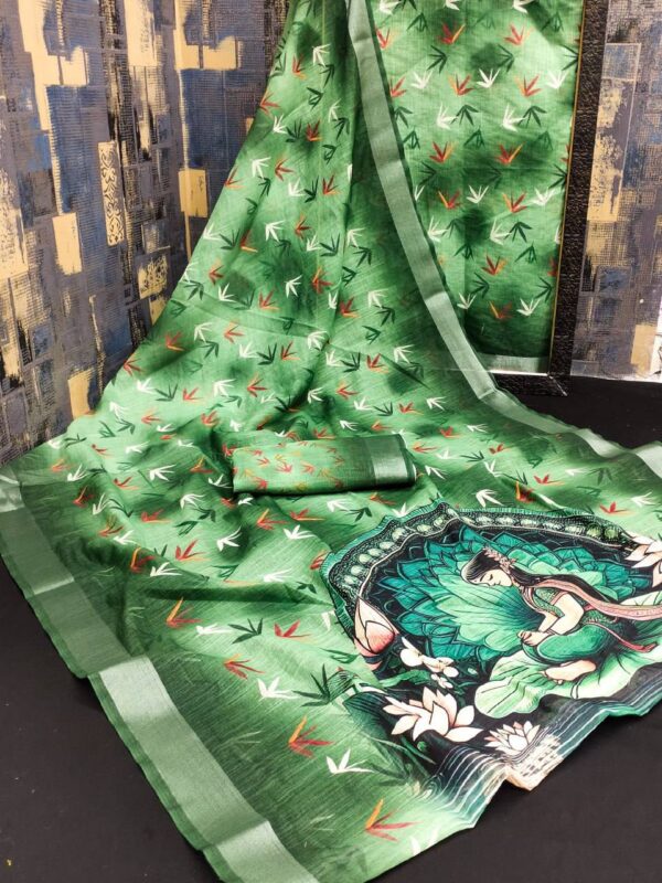 Designer Linen Cotton Sarees - Image 5