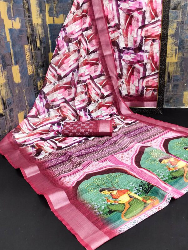 Designer Linen Cotton Sarees - Image 3