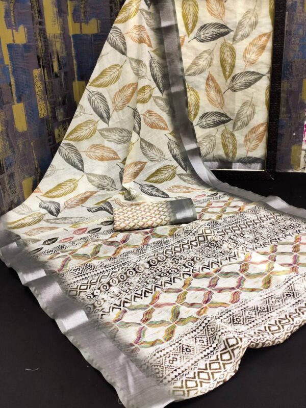Designer Linen Cotton Sarees - Image 2