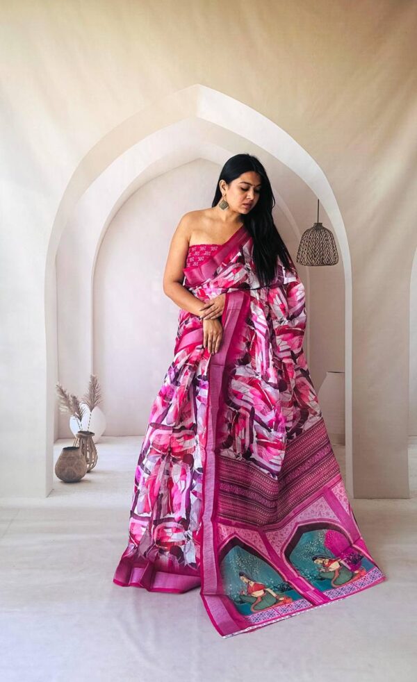 Designer Linen Cotton Sarees - Image 11