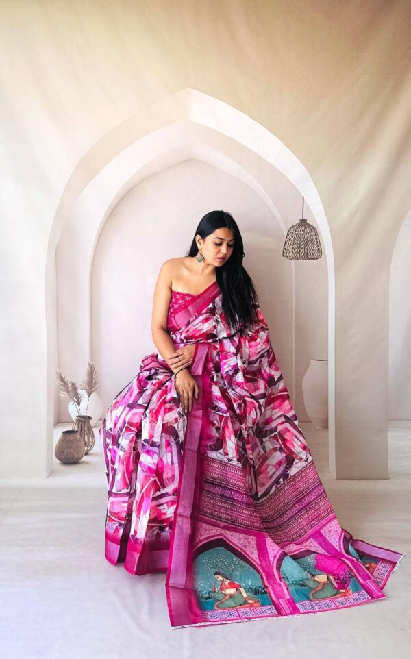 Designer Linen Cotton Sarees - Image 12