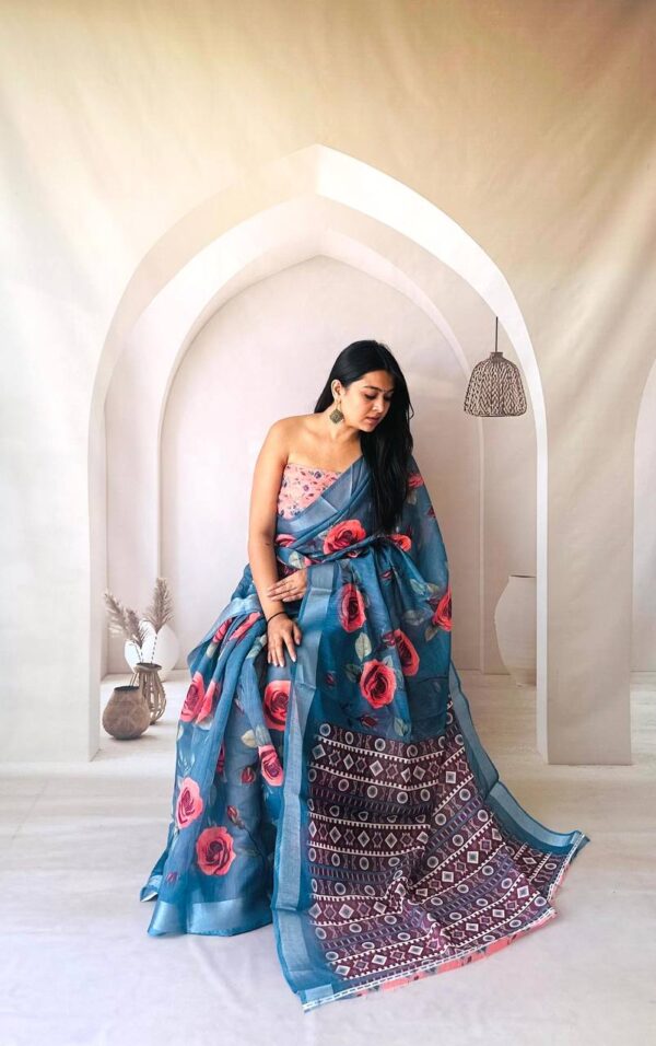 Designer Linen Cotton Sarees - Image 14