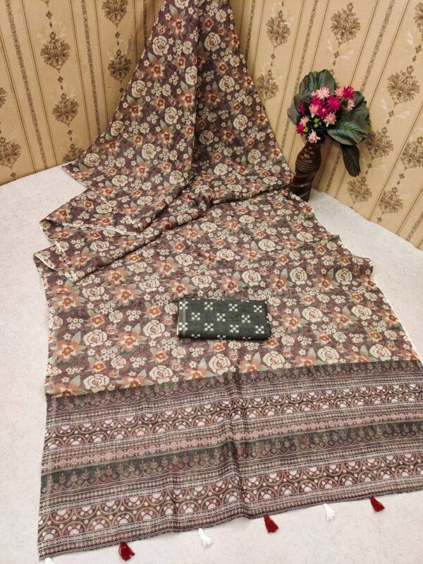 Designer Linen Silk Cotton Sarees - Image 14