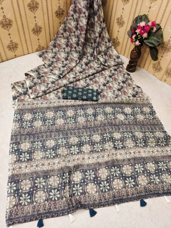 Designer Linen Silk Cotton Sarees - Image 15