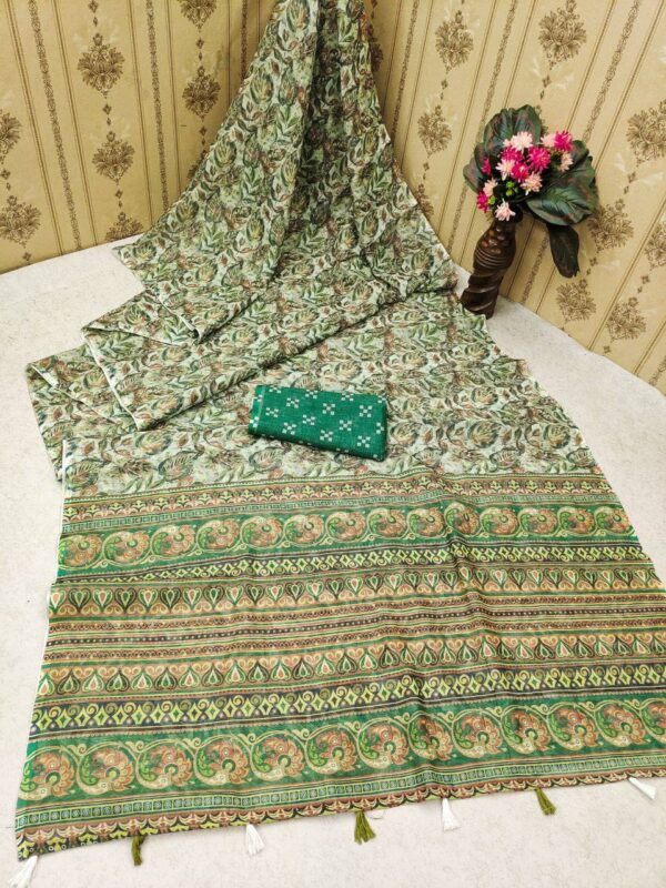 Designer Linen Silk Cotton Sarees - Image 16