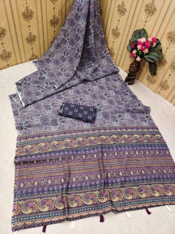 Designer Linen Silk Cotton Sarees - Image 17