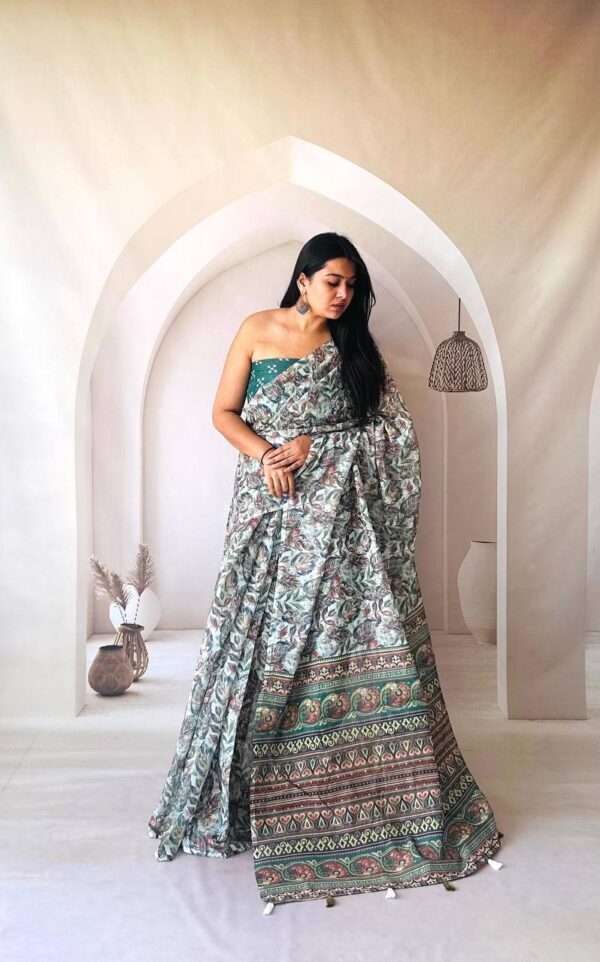 Designer Linen Silk Cotton Sarees - Image 5