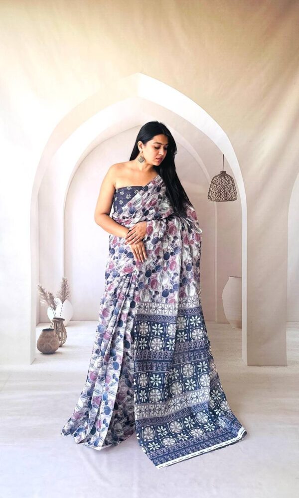 Designer Linen Silk Cotton Sarees - Image 9