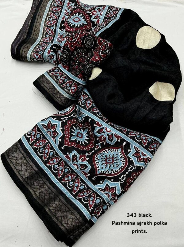 Designer Ajrakh Print Sarees - Image 3