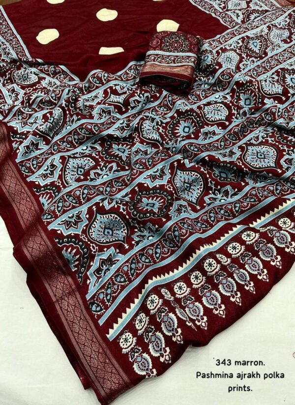 Designer Ajrakh Print Sarees - Image 5