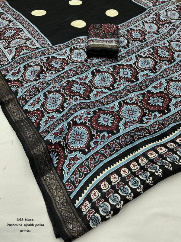 Designer Ajrakh Print Sarees - Image 7
