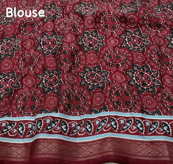Designer Ajrakh Print Sarees - Image 8
