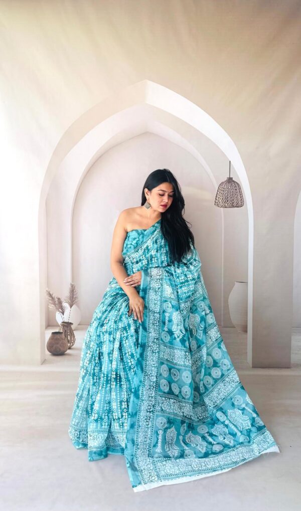 Designer Linen Cotton Sarees - Image 5