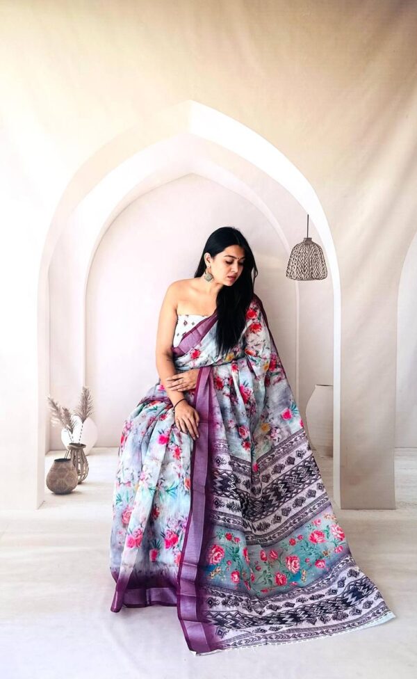 Designer Linen Sarees - Image 8