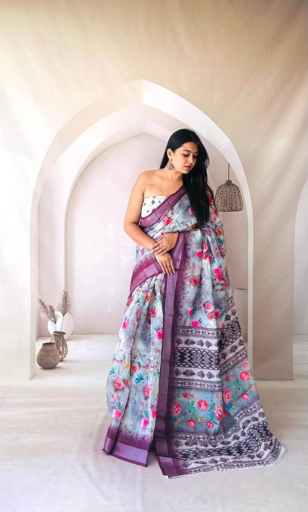 Designer Linen Sarees - Image 9