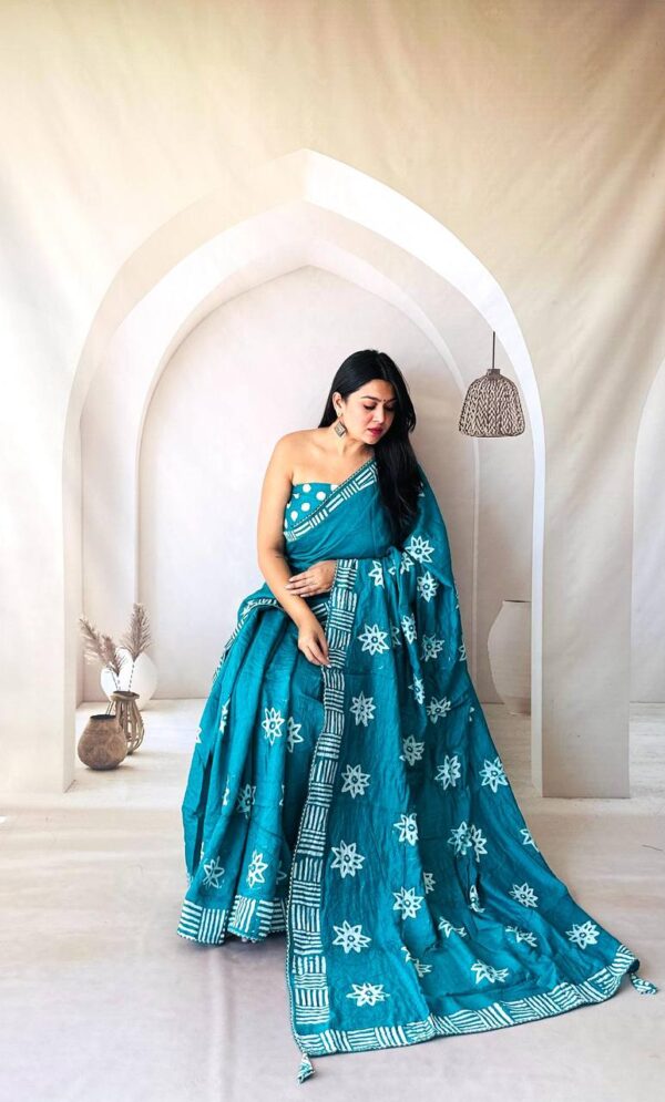 Designer Batik Print Sarees - Image 7