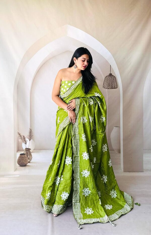 Designer Batik Print Sarees - Image 8