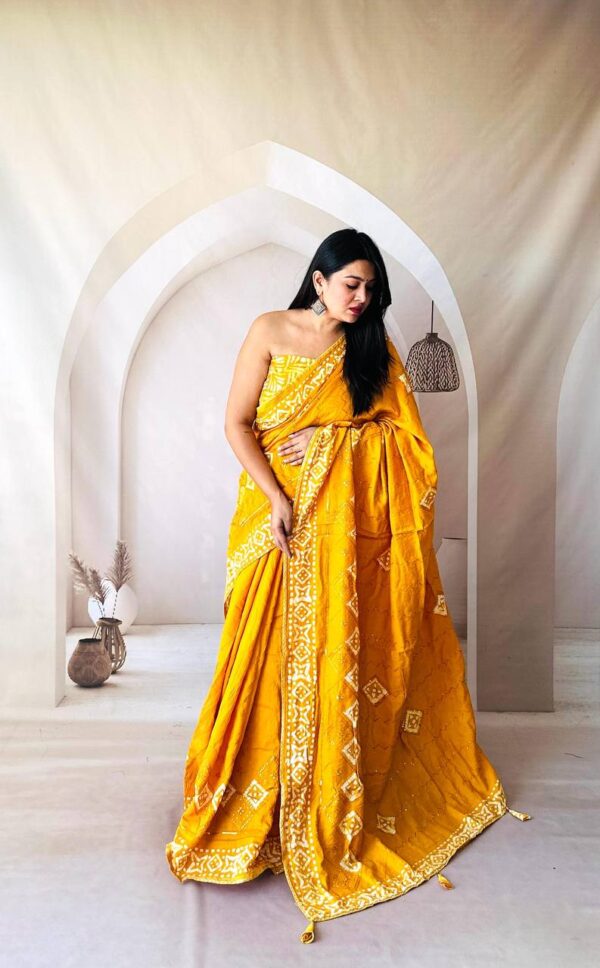 Designer Batik Print Sarees - Image 9