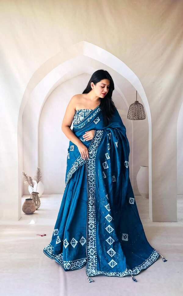 Designer Batik Print Sarees - Image 10